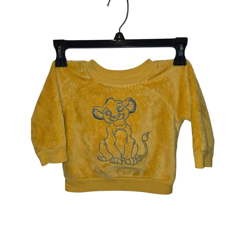Disney Baby Lion King Simba Mustard Yellow Fuzzy Fleece Sweatshirt 18M